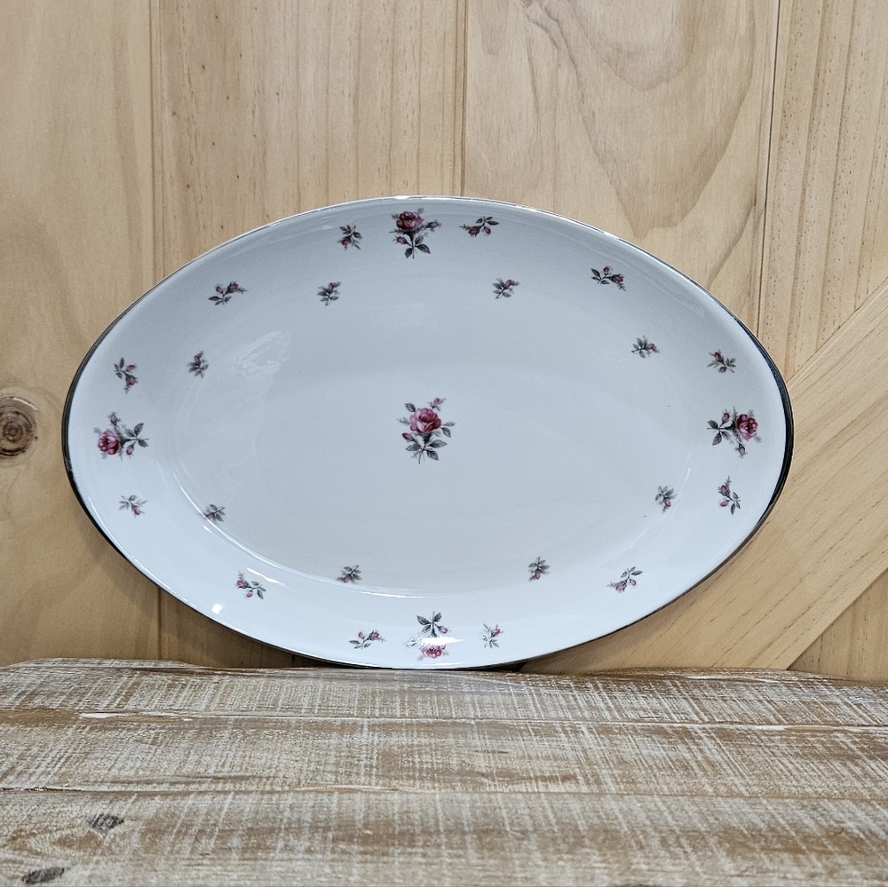 Vintage | Meito Rose Chintz Floral Oval 14" Serving Platter